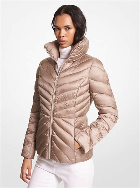 michael michael kors quilted houndstooth nylon puffer jacket|michael kors lightweight puffer jacket.